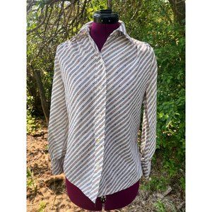 Vintage 1970s Button womens Blouse Abstract Arrow Print MOD